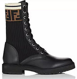 Leather Knit Combat Boots