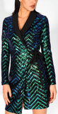 Sequin-Embellished Wrap Dress