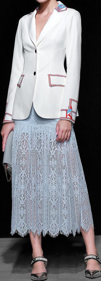 Printed Single-Breasted Blazer and Midi Guipure Lace Skirt | DESIGNER INSPIRED FASHIONS