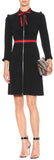 Black Ruffled Web-Trim Jersey Dress