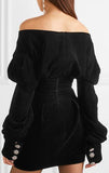 Black Off-the-Shoulder Velvet Mini Dress
