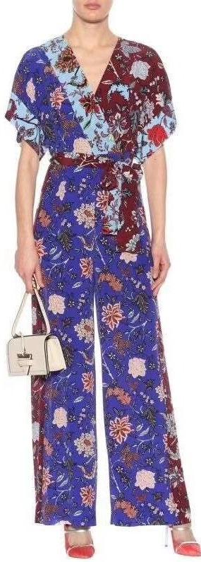 Floral Print Silk Jumpsuit