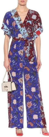 Floral Print Silk Jumpsuit