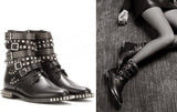 Signature Rangers Studded Punk Sole Boots in Black Leather - DESIGNER INSPIRED FASHIONS