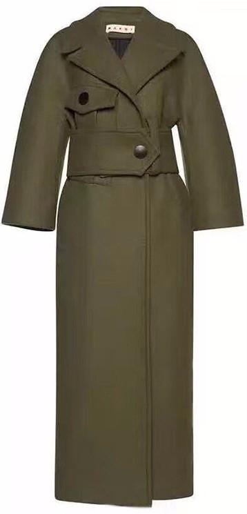 Cashmere Wool Felted Military Green Coat - DESIGNER INSPIRED FASHIONS