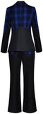 Plaid-Paneled Blazer and Pant Suit