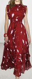 Ruffled Print Midi Dress