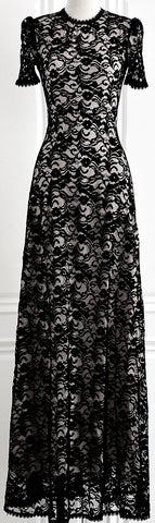 Black Long Silk & Lace Gown