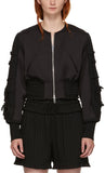 Black Gathered Sleeve Bomber Jacket