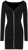 Embellished Zip-Front Mini Dress