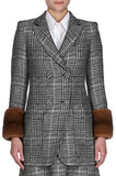 Mink-Cuff Prince of Wales Check Jacket