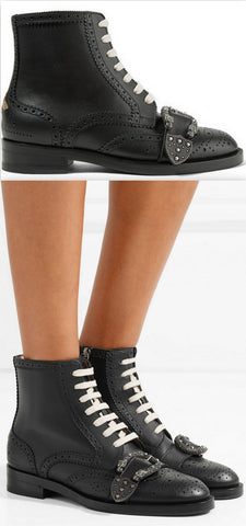 Queercore Embellished Leather Ankle Boots