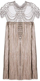 Pleated Crepe Mini Dress with Draped Crystal Detachment