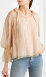 Shirred Silk-Georgette Blouse - Yellow, Pink/Nude, Black, White