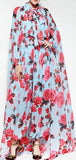 Floral Rose Printed Cape & Jumpsuit