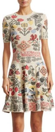 'Vlm' Paneled Fit-&-Flare Dress, Ivory