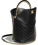Leather and Chain Strap Bucket Bag
