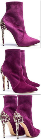 'Venice' Booties in Purple or Black - DESIGNER INSPIRED FASHIONS