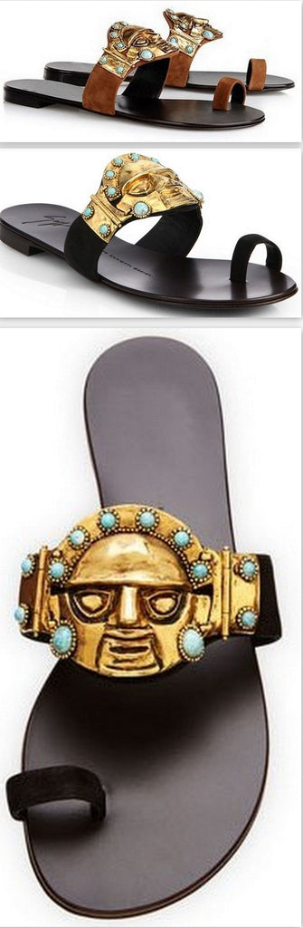 Embellished Tribal Sandals in Brown or Black - DESIGNER INSPIRED FASHIONS