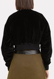 Black Velvet Multi Snap Crop Bomber Jacket