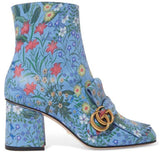 Marmont Fringed Floral-Print Leather Ankle Boots
