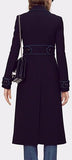 Long Double-Breasted Cotton Cashmere Coat in Deep Blue - DESIGNER INSPIRED FASHIONS