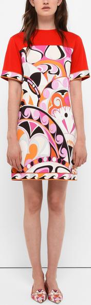 Abstract Print Short Jersey Silk Dress