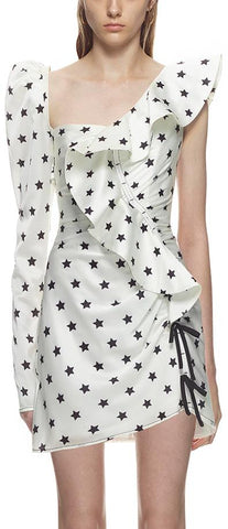 Printed Star Frill Dress