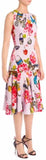 Floral Butterfly Print Sleeveless Dress