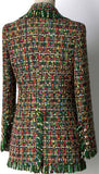 Fringed Multi Colored Tweed Jacket