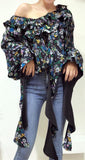 Ruffle Floral Print Top - Yellow or Black