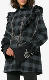 Tartan Chain Embellished Ruffle Shirt