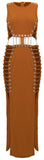 Button and Chain-Embellished Maxi Dress