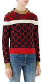 Metallic Trimmed Intarsia Cotton Sweater