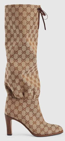 GG Canvas Mid-Heel Boot