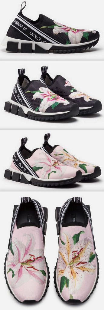 Sorrento Sneakers with Lily Print - Black or Pink