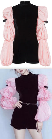 Long Puff-Sleeve Playsuit