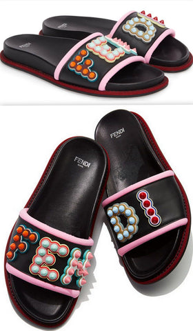 Studded Logo Slide Sandals