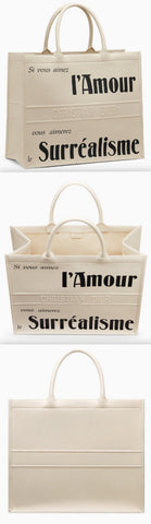Book Tote Bag in Printed Calfskin, White