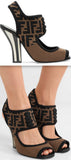 Logo-Jacquard Stretch-Mesh Sandals, Black and Brown