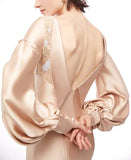 Lace-Detailed Button Embellished Gown