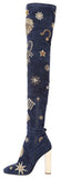 Gold Threaded Zodiac Over-the-Knee Boots - DESIGNER INSPIRED FASHIONS