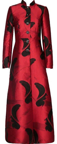 Printed Long Single-Breasted Coat