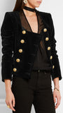 Double-Breasted Black Velvet Jacket - DESIGNER INSPIRED FASHIONS