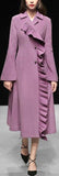 Ruffle Wool-Blend Coat