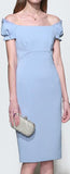 Off-the-Shoulder Sheath Dress, Light Blue
