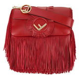 Fringed Baguette Shoulder Bag, Red