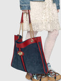 Large Tote with Tiger Head - Blue or Brown