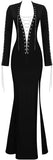 Black Low-Cut Lace-up Gown