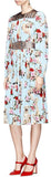 Dog & Rose Print Crepe De Chine Dress